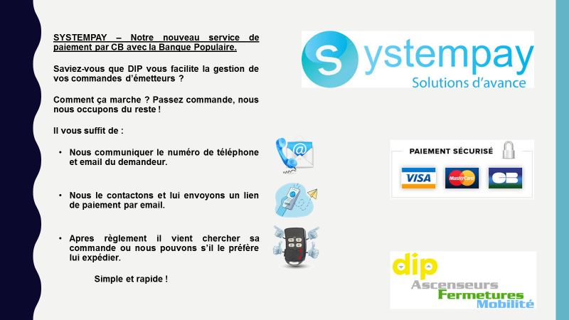 DIP vous simplifie la gestion de paiement d'émetteurs. Service simple et rapide!